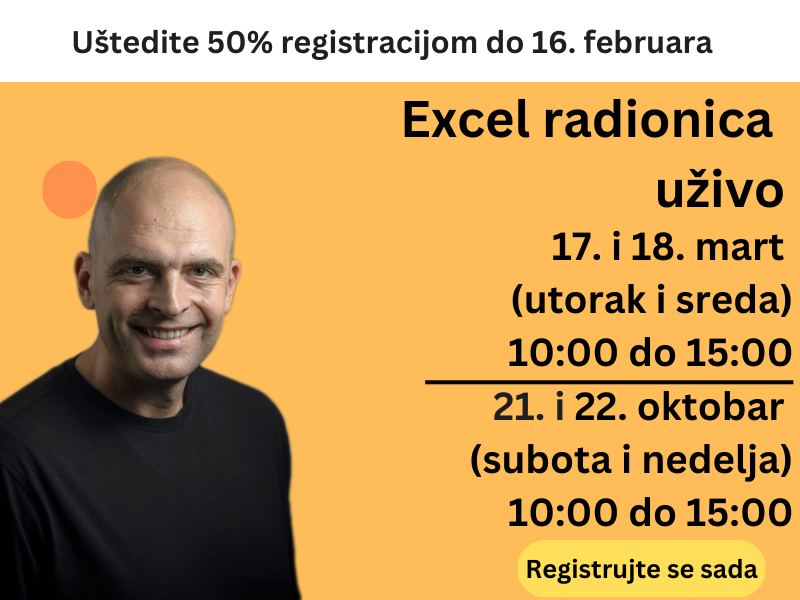 Excel radionica uživo (Zoom aplikacija)